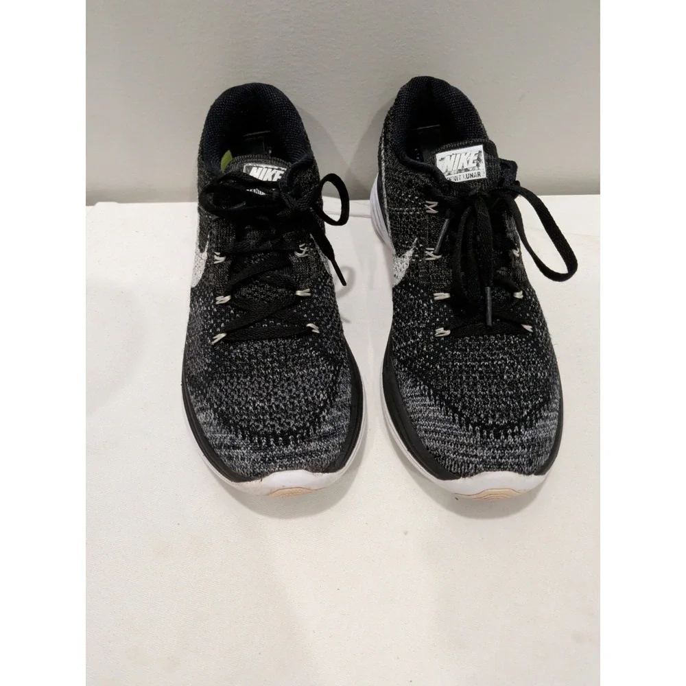 EUC Nike Flyknit Lunar 3 698182-001 Women Size US 9 Running Shoes Black White C5